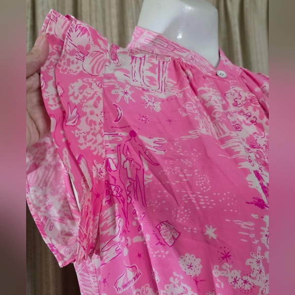 Lilly Pulitzer silk Palm Springs beach nudes swimmers story print dress - Picture 5 of 16